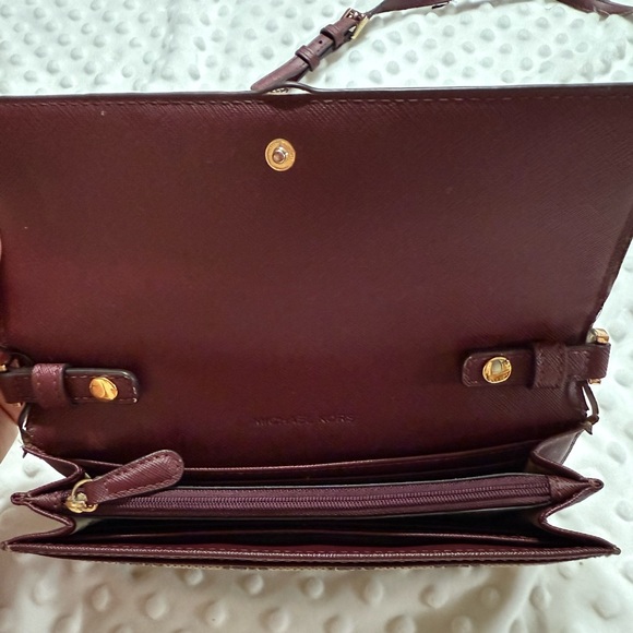 Michael Kors Wine and Tan Crossbody Bag - Picture 8 of 10